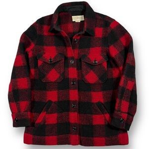 RALPH LAUREN Denim & Supply Red Buffalo Plaid Wool Sweater Jacket Shacket S